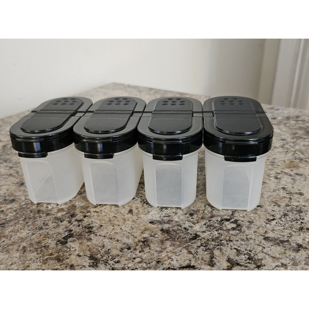 Set of 4 Tupperware Small Spice Shakers With White Lids EUC